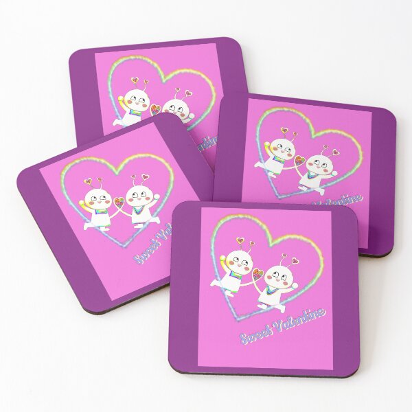 Item preview, Sweet Valentine -A sweet couple in love in a rainbow heart (pink) designed and sold by kikidu21.