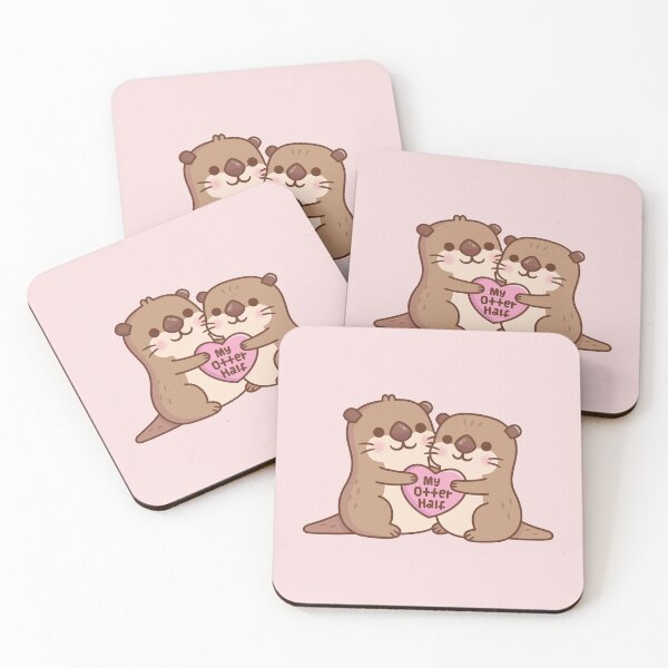 Item preview, Cute Otters Hugging A Heart My Otter Half Funny Pun designed and sold by rustydoodle.