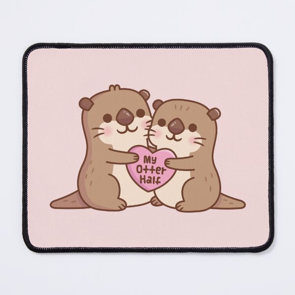 Item preview, Cute Otters Hugging A Heart My Otter Half Funny Pun designed and sold by rustydoodle.