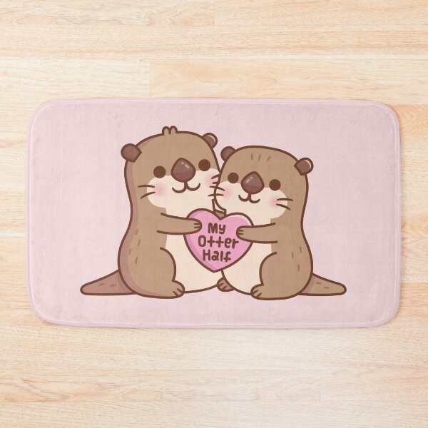 Item preview, Cute Otters Hugging A Heart My Otter Half Funny Pun designed and sold by rustydoodle.