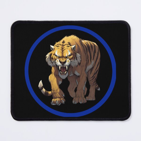 Item preview, Sabertooth Tiger in Black Circle with Blue Border designed and sold by FlutterByH.