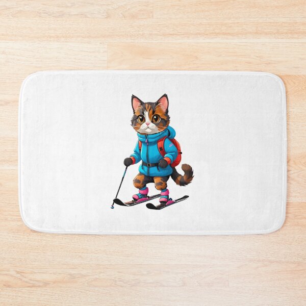 Item preview, Cat tortie skiing  designed and sold by KorArtStudio.