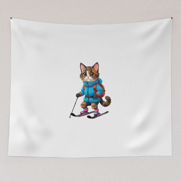 Item preview, Cat tortie skiing  designed and sold by KorArtStudio.