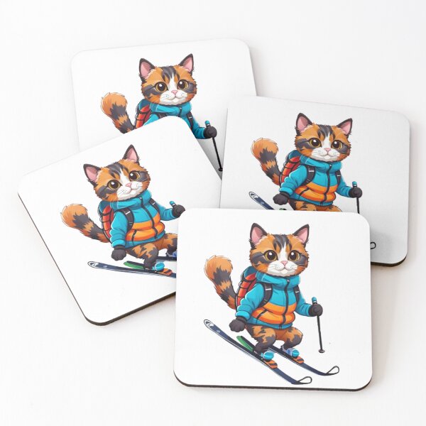 Item preview, Cute cat tortie skiing designed and sold by KorArtStudio.
