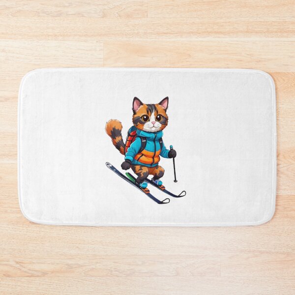 Item preview, Cute cat tortie skiing designed and sold by KorArtStudio.