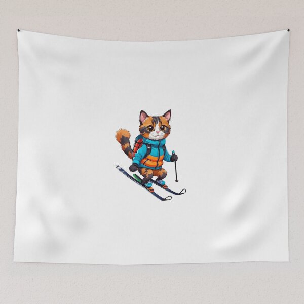 Item preview, Cute cat tortie skiing designed and sold by KorArtStudio.