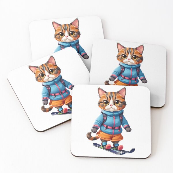 Item preview, Cool cat tortie skiing designed and sold by KorArtStudio.