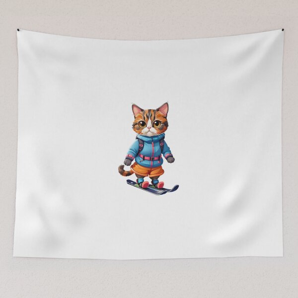 Item preview, Cool cat tortie skiing designed and sold by KorArtStudio.