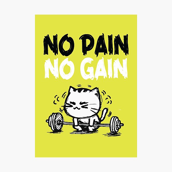 Item preview, No Pain No Gain | funny cat in the gym | cathletic | bodybuilding kitten | kitten deadlift designed and sold by themichetti.