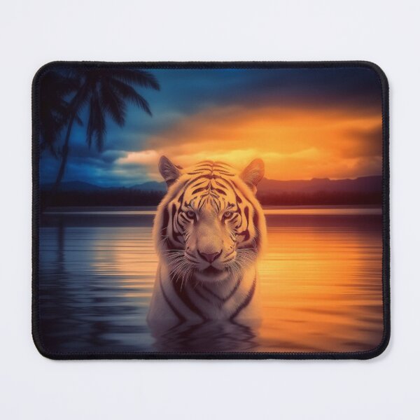 Item preview, Twilight Majesty | White Tiger Amidst Sunset Serenity designed and sold by FairX.