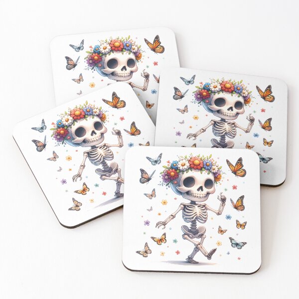 Item preview, Skeleton with flowers butterfly  Walking skeleton  designed and sold by Krasnovaovaova.