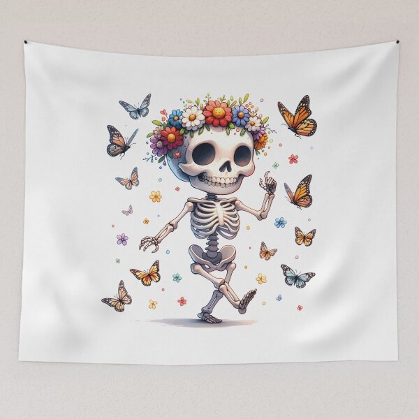 Item preview, Skeleton with flowers butterfly  Walking skeleton  designed and sold by Krasnovaovaova.