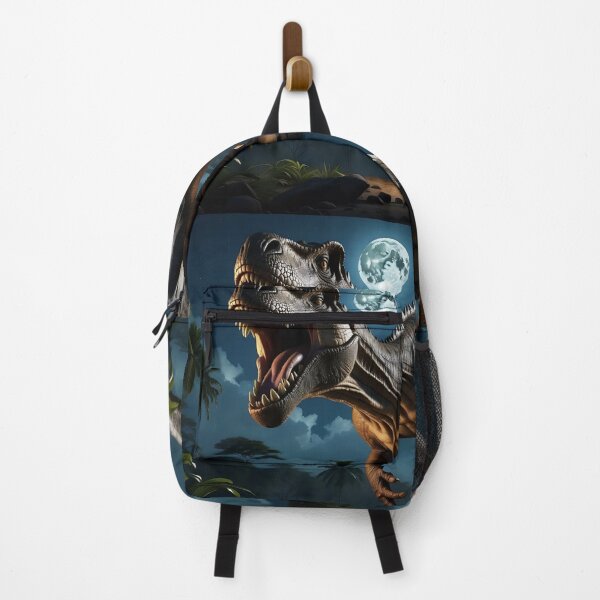 Item preview, Dinosaur roars under moonlight amidst a tropical jungle. designed and sold by ArtComixHaven.