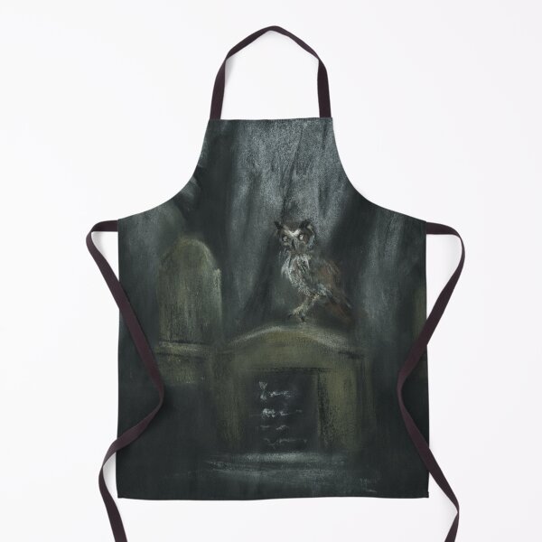 Item preview, Creepy Cute Halloween Art Black Owl Graveyard Drawing designed and sold by Dariia Zhyrova.