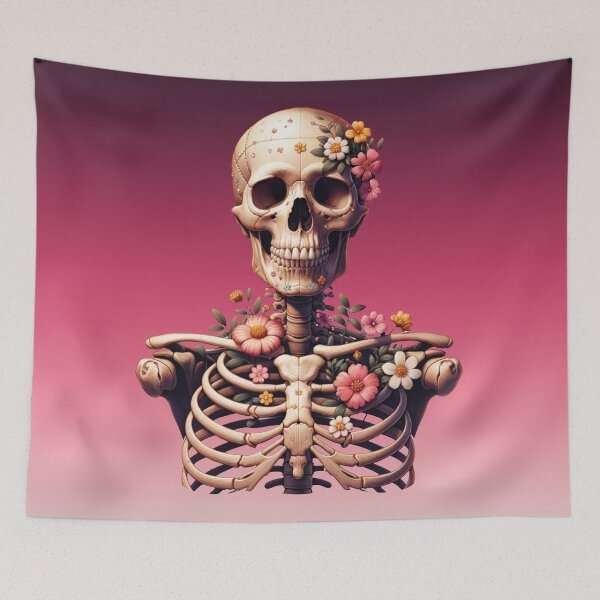 Item preview, skeleton with flowers, flowered skull, succulent skeleton designed and sold by Krasnovaovaova.