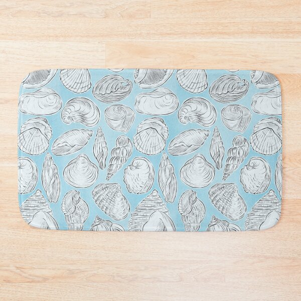 Item preview, Seashells pencil drawing on blue background  designed and sold by helga-wigandt.