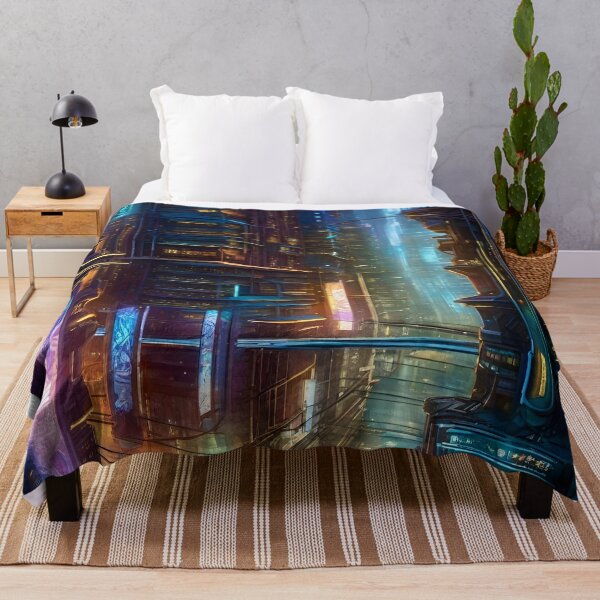 Item preview, Cyber City Cityscape at Night - Surreal Sci Fi Art concept designed and sold by Delerat7.