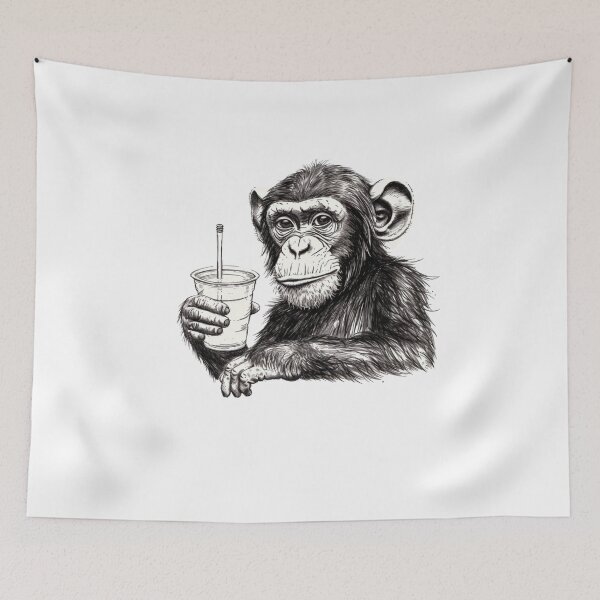 Item preview,  Monkey with a drink designed and sold by Revived Design.