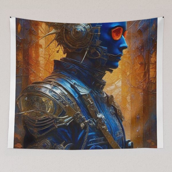 Item preview, Cyborg Captain in Blue - Sci Fi Art concept designed and sold by Delerat7.