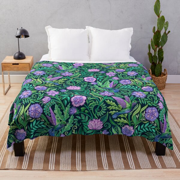 Item preview, Hummingbird Chintz in Emerald and Amethyst Pattern designed and sold by micklyn.