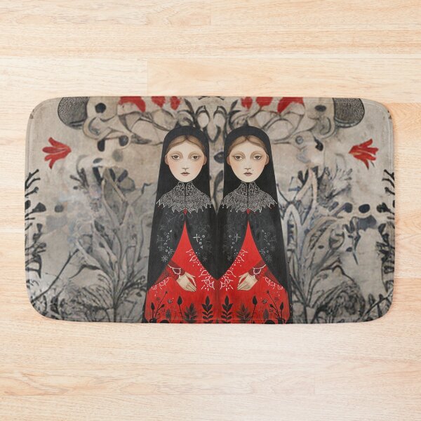 Item preview, The twin women in style of folk-art motifs designed and sold by DesignVistaHub.