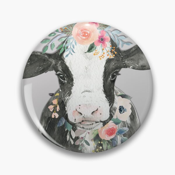 Item preview, Sabrina Farmer Art - Black and White Cow - Flowers designed and sold by sabrinart42.
