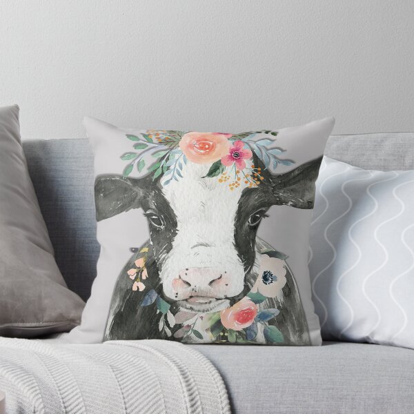 Item preview, Sabrina Farmer Art - Black and White Cow - Flowers designed and sold by sabrinart42.