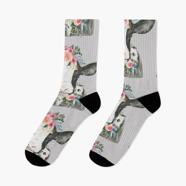 Item preview, Sabrina Farmer Art - Black and White Cow - Flowers designed and sold by sabrinart42.