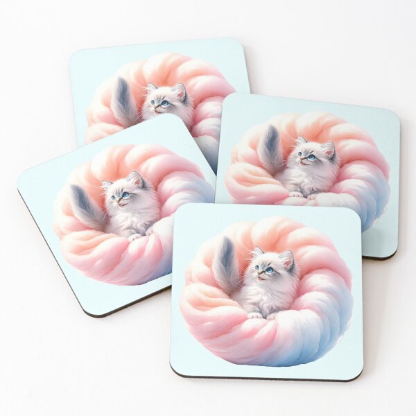 Item preview, cute kitten playing peek-a-boo in cotton candy designed and sold by digidecalden.