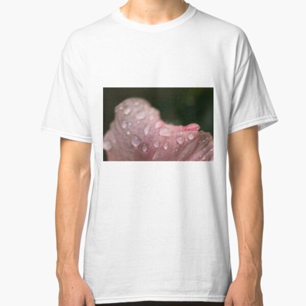 Pink Rose Petal with Dew Drops Classic T-Shirt