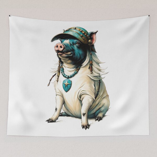 Item preview, Turquoise Rebel - Warrior Pig designed and sold by filusattila.