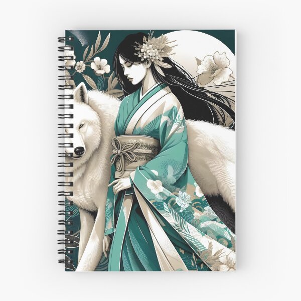 Artikelvorschau, Das japanische Mädchen mit ihrem Wolf entworfen und verkauft von KookyStudioArt.