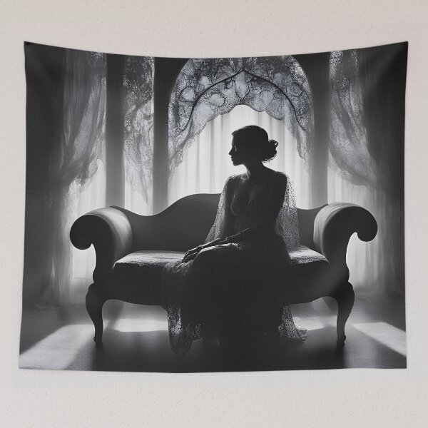Item preview, Black and white photo of a princess in the castle designed and sold by Working-Woman.