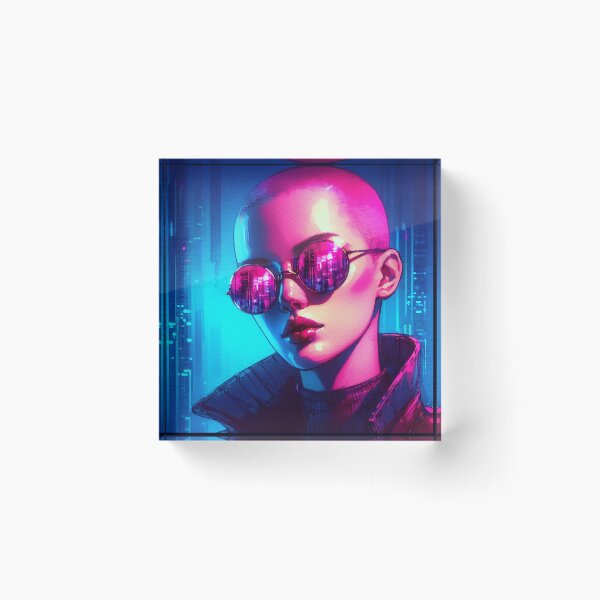 Item preview, Neon Bald Girl, Round Glasses [neo noir aesthetic] designed and sold by RESToRAPTOR.