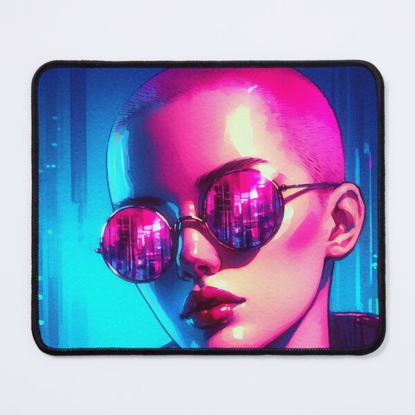 Item preview, Neon Bald Girl, Round Glasses [neo noir aesthetic] designed and sold by RESToRAPTOR.