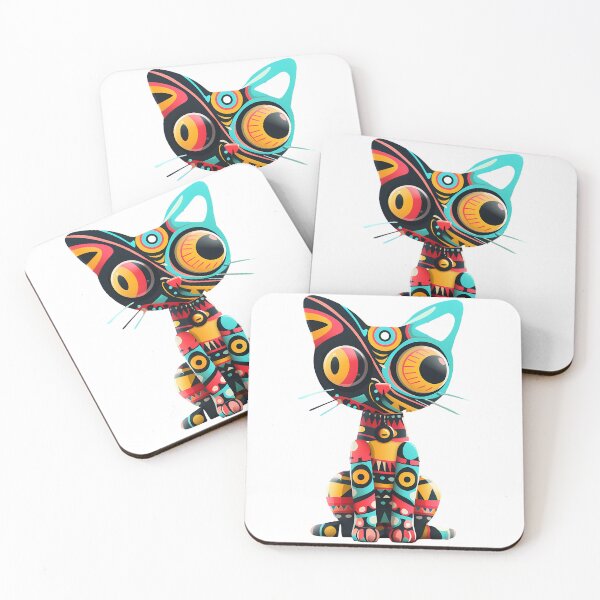Item preview, Fanciful cat digital painting black cat brightly colored patterns eyes, Cat Meme Pack designed and sold by MoooSalah.