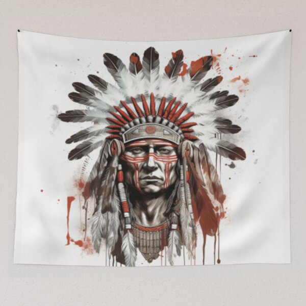 Item preview, Native American chief male with feather headdress and paints designed and sold by cristina1001.