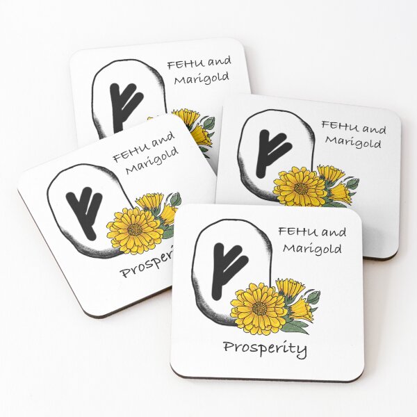 Item preview, FEHU rune and marigold  designed and sold by Flowersonstuff.