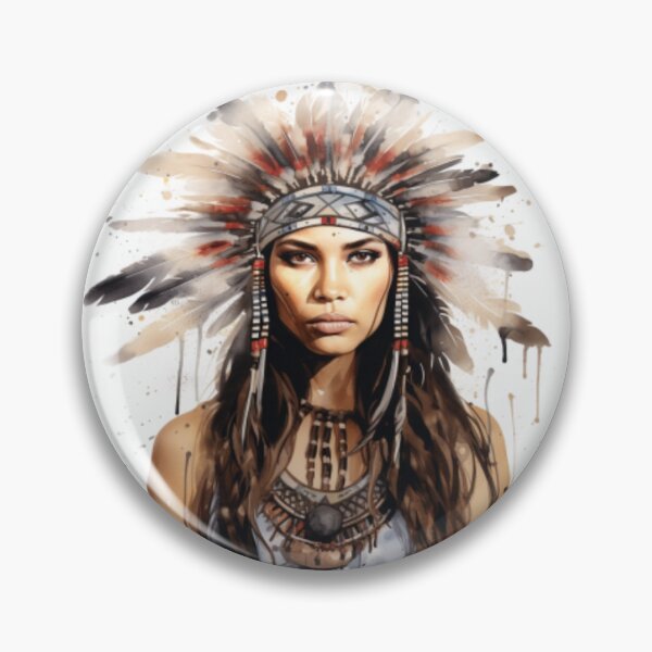 Item preview, Young Native American woman with colorful feather headdress designed and sold by cristina1001.