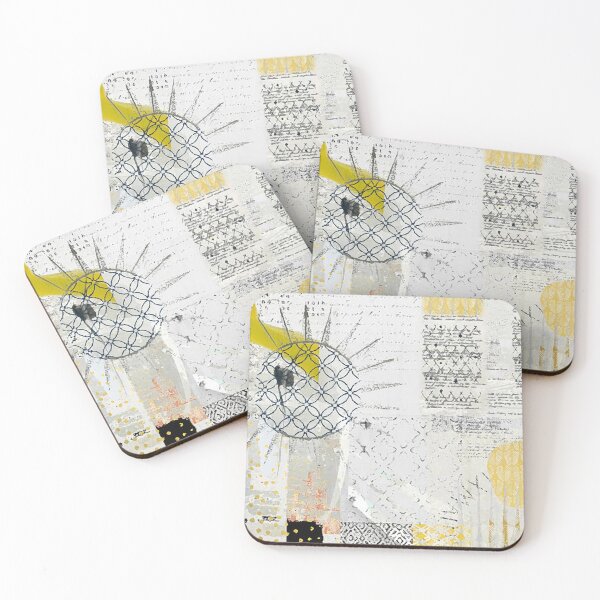 Item preview, Morning Abstract Art in Yellow, Gold, Grey, Black and White designed and sold by Sheree Burlington.