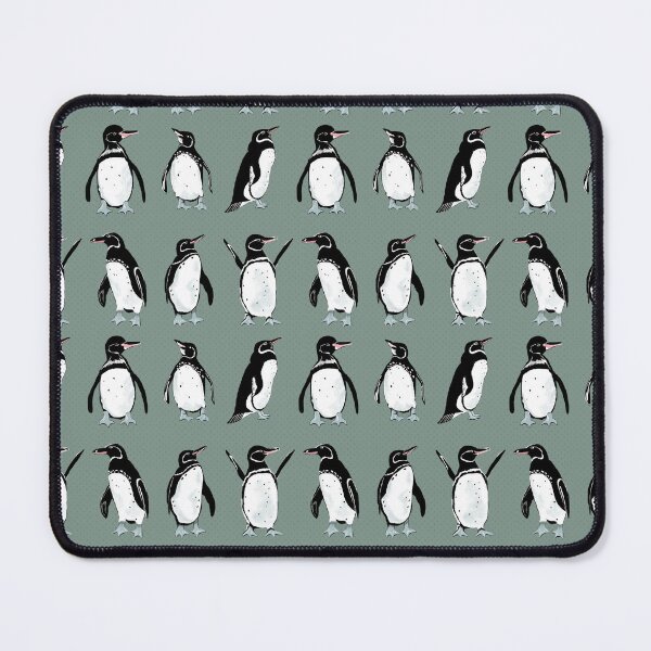 Item preview, Galapagos penguin pattern on gray-green designed and sold by colorofmagic.