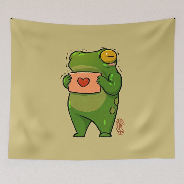 Item preview, cute note frog for valentine's day designed and sold by DingHuArt.