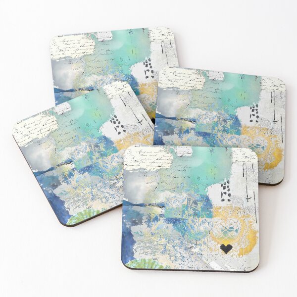 Item preview, Cloudless Abstract Art in Turquoise, Navy, Gold, Black and White designed and sold by Sheree Burlington.