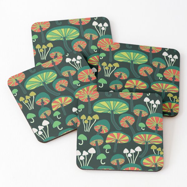 Item preview, Fireflies and colorful mushrooms at night designed and sold by colorofmagic.