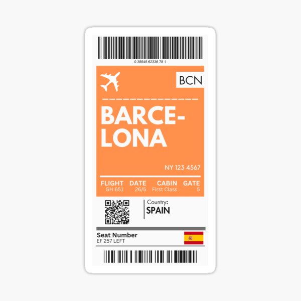 Item preview, Bracelona Airplane Boarding Pass designed and sold by RoamInk.