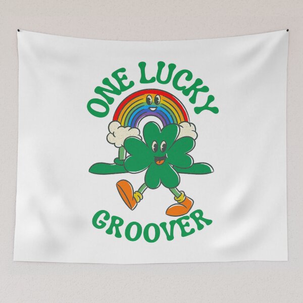 Item preview, One lucky groover, fun retro lucky Irish shamrock and rainbow designed and sold by BritishDelights.