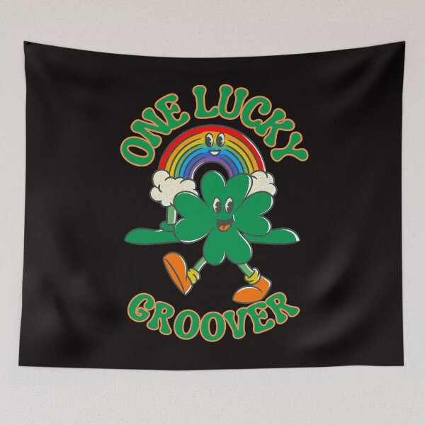 Item preview, One lucky groover, fun retro lucky Irish shamrock and rainbow designed and sold by BritishDelights.