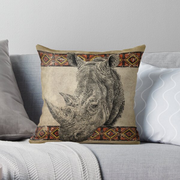 Serengeti Rhino Throw Pillow