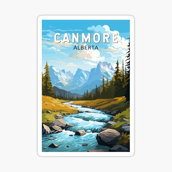Item preview, Canmore Canada Travel Art Vintage designed and sold by KrisSidDesigns.