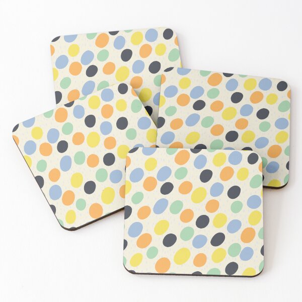 Item preview, Pattern of colorful polka dots on a light yellow background designed and sold by colorofmagic.